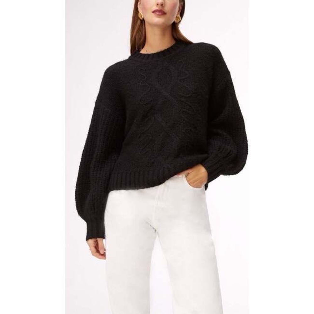 Toccin Vienna Knit Applique Pullover Sweater Jet Black Size S